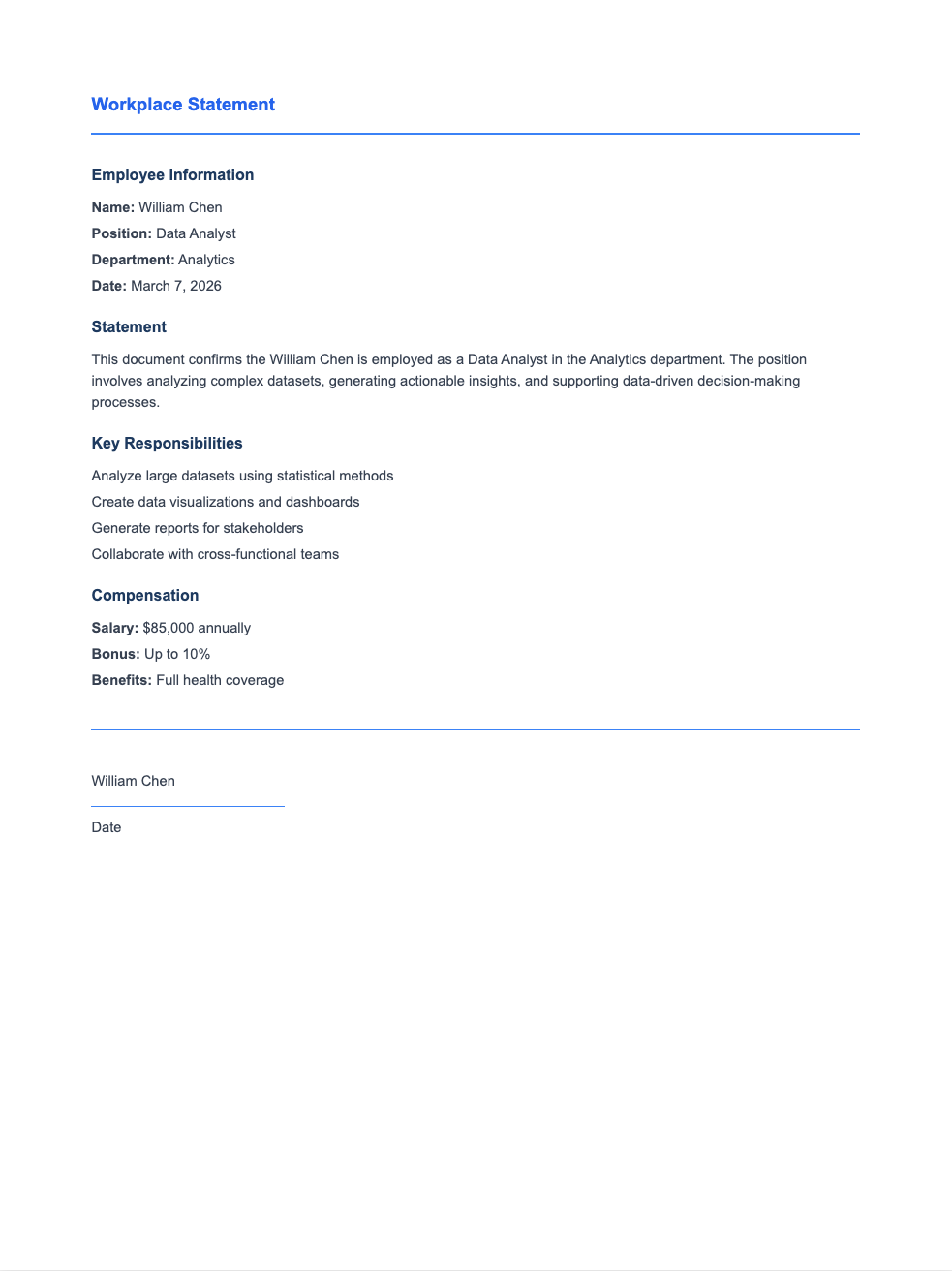 Minimal border workplace statement